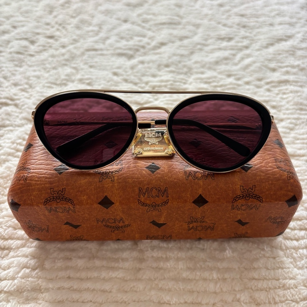 MCM Gold and Black Aviator Sunglasses - Picture 4 of 8
